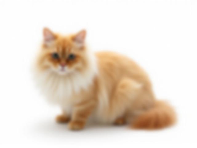 Persian cat after grooming, with a sleek and tidy lion cut, looking elegant and comfortable.